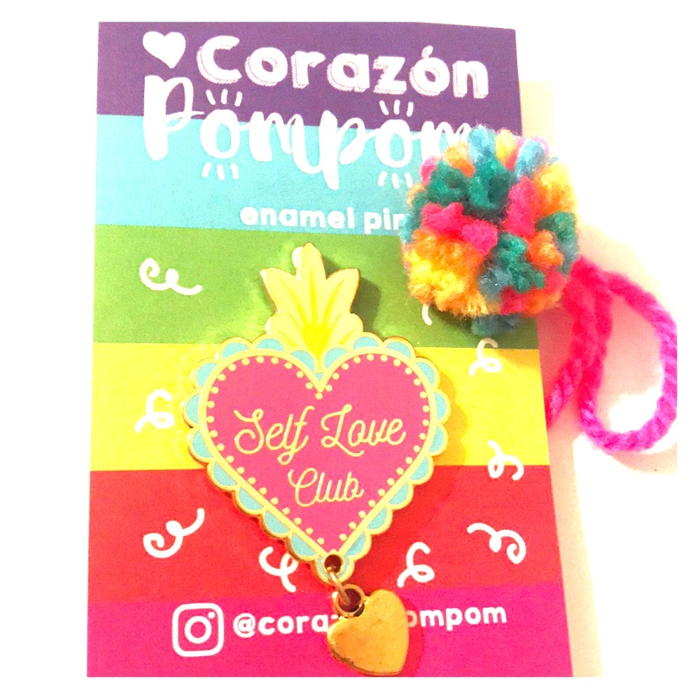 NWOT Corazon Pompom Self-Love Club Enamel Pin
